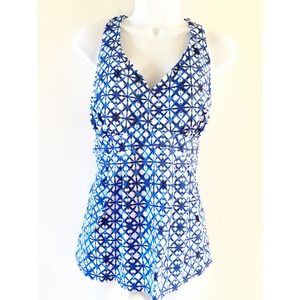 Lands End Tankini Blue 14W NEW